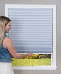 Easy Lift Blinds Trim-at-Home Cordless Pleated Light Blocking WHITE